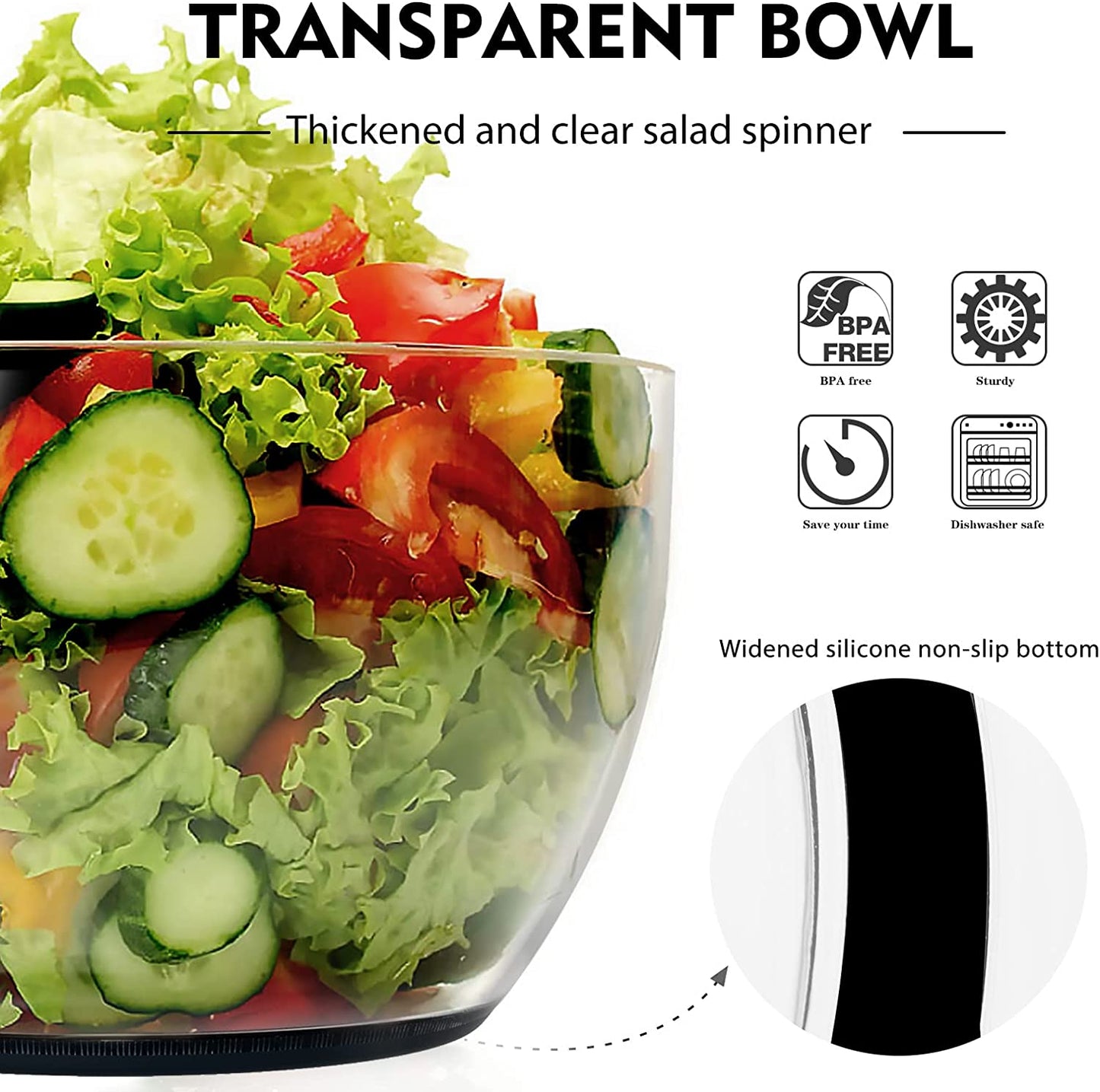 Ourokhome One-handed Easy Press Salad Spinner
