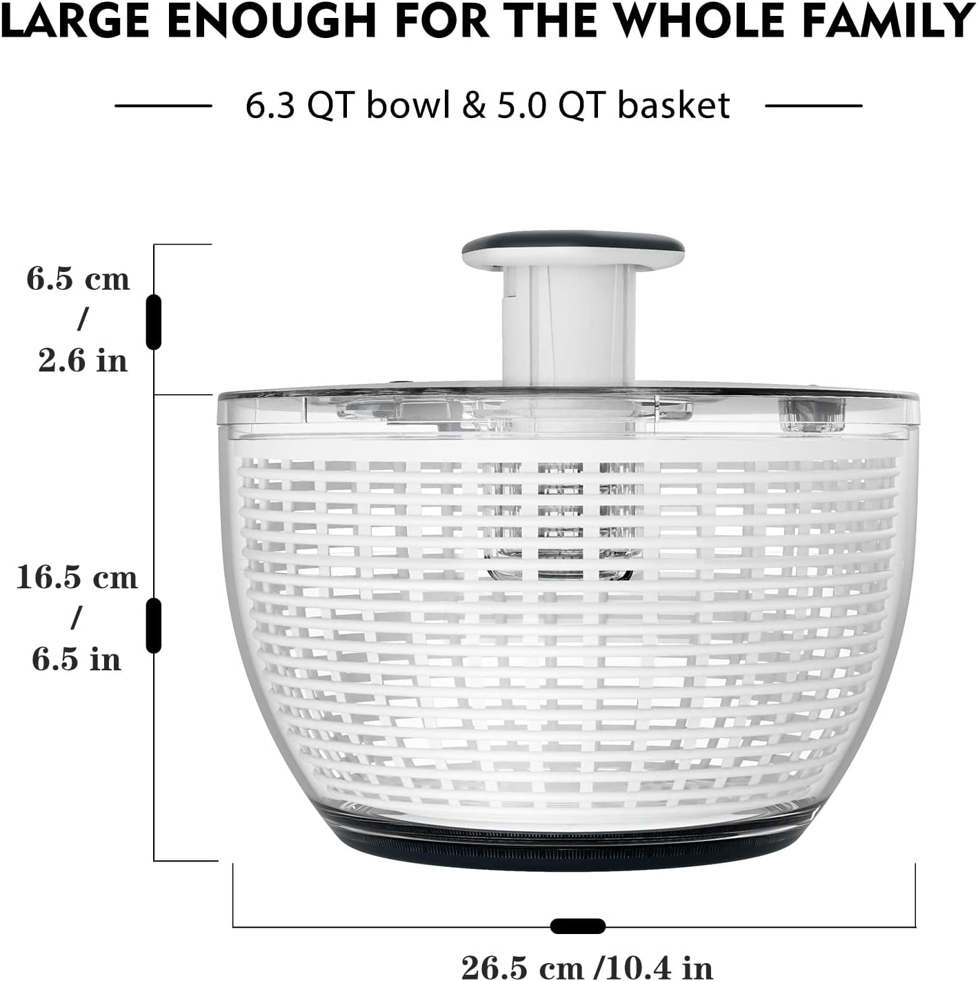 Ourokhome Salad Spinner Lettuce Dryer, One-handed Easy Press  6.3 QT