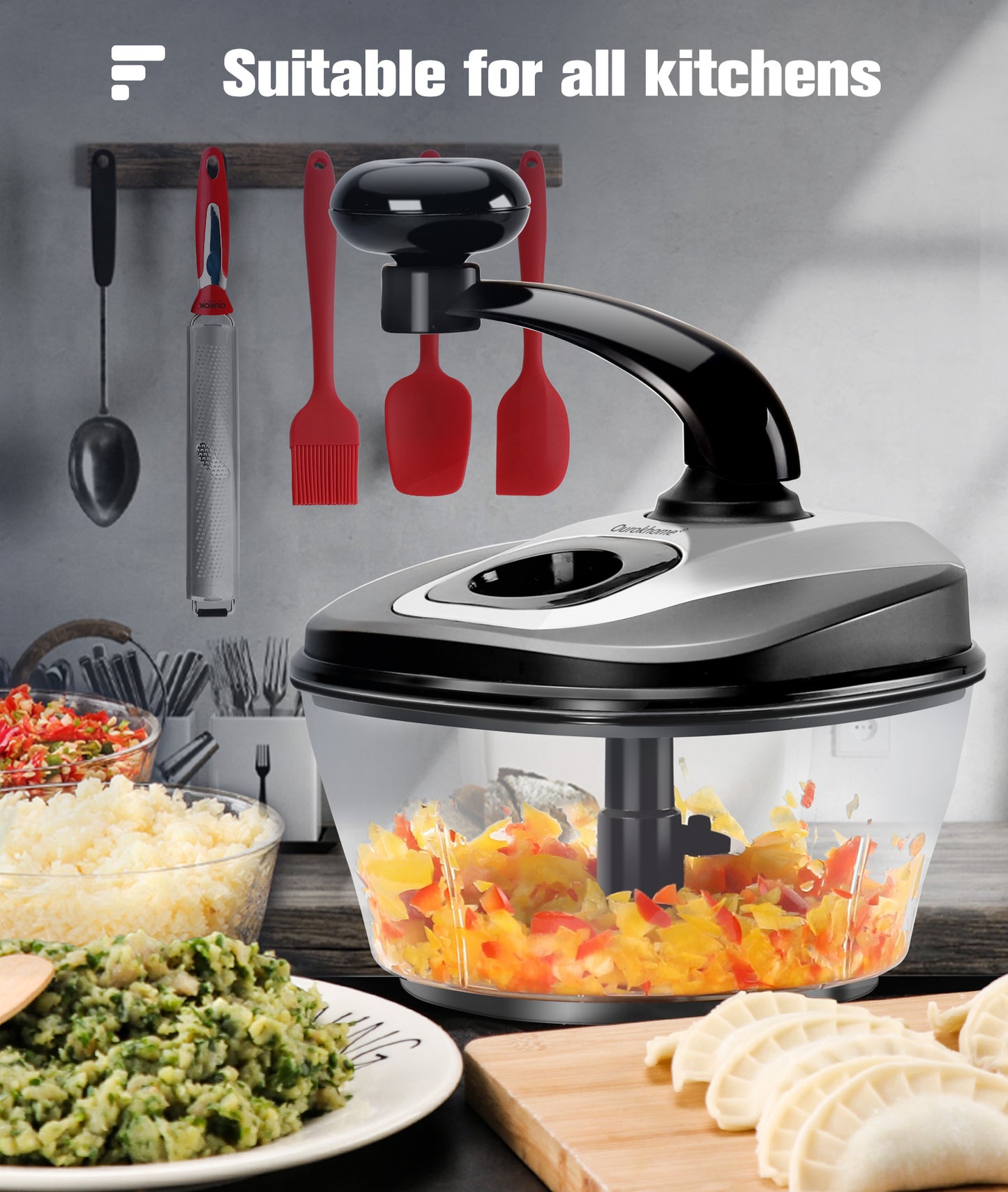 Ourokhome 1.8 LHand Crank Vegetable Chopper