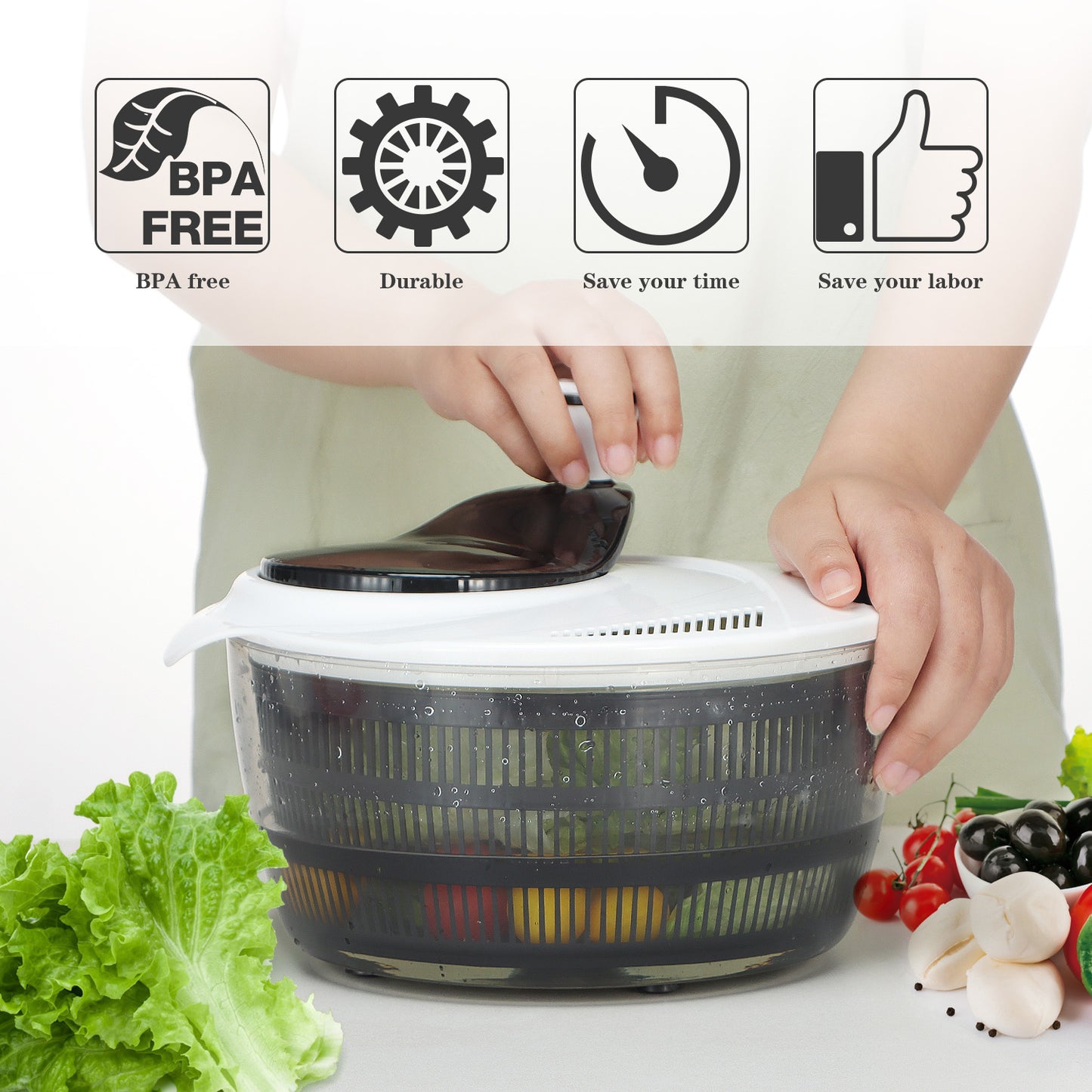 Ourokhome Salad Spinner Lettuce Dryer 4L