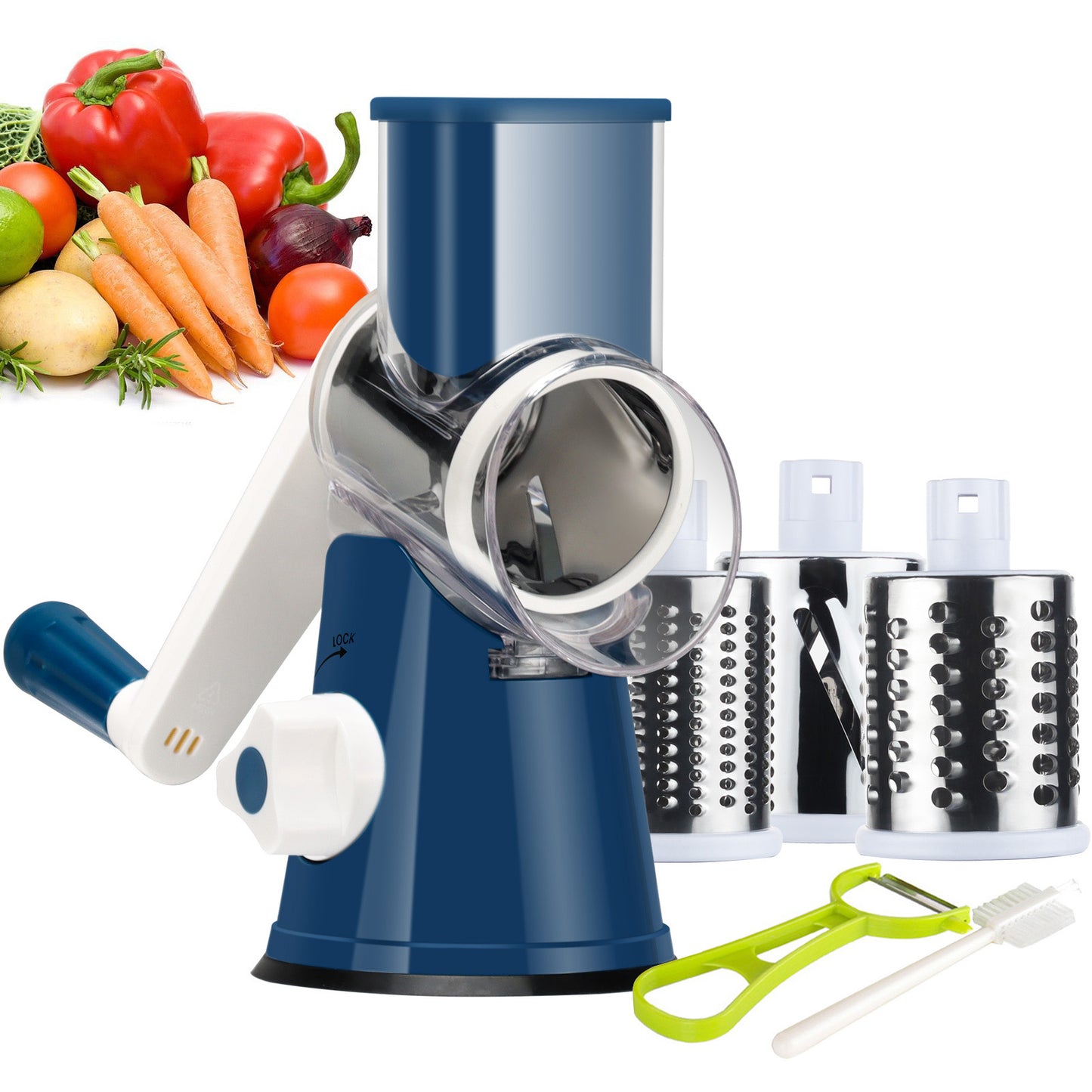 Ourokhome Rotary Cheese Grater Hand Crank with 3 Blades