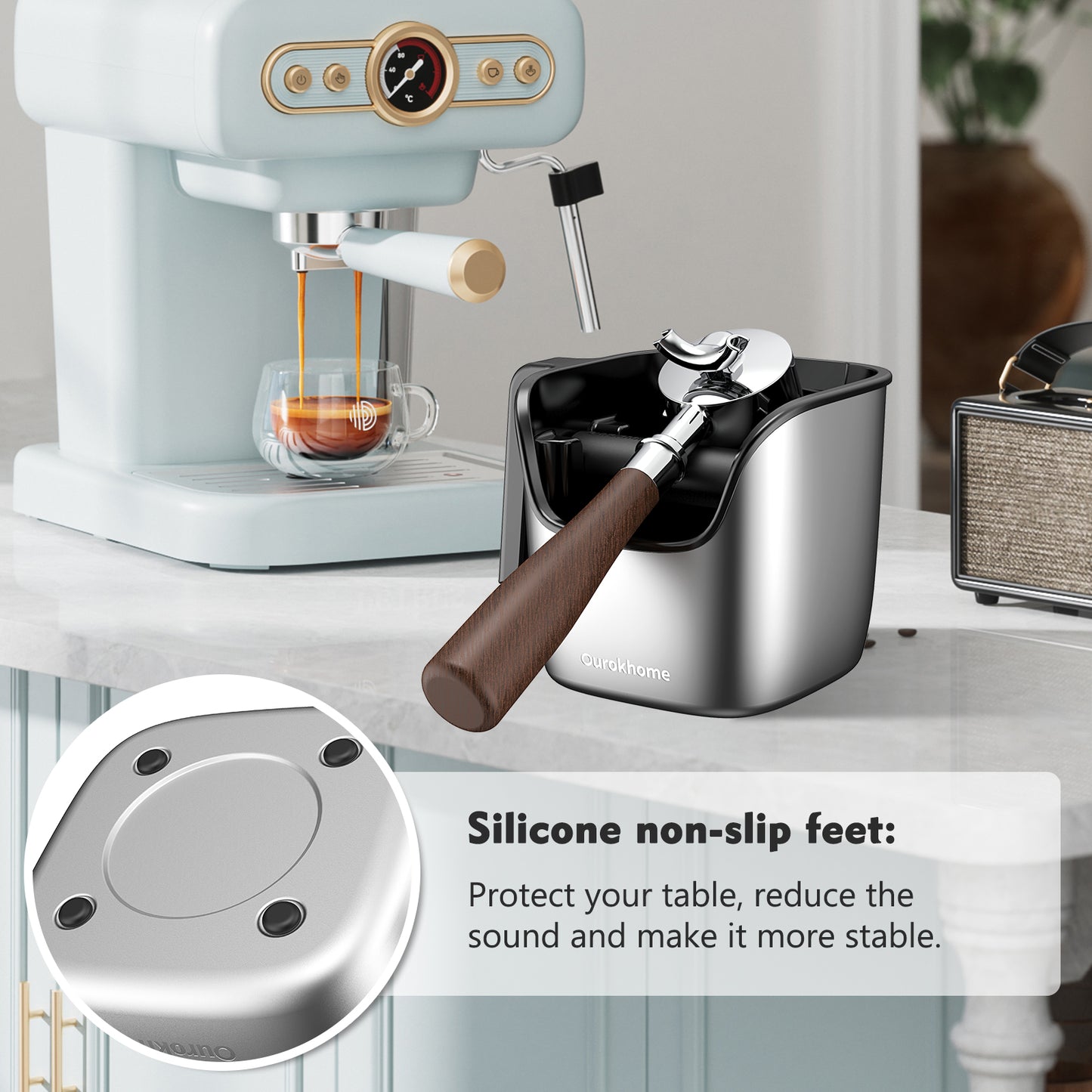 Ourokhome Knock Box Espresso Accessories 4.8 inch