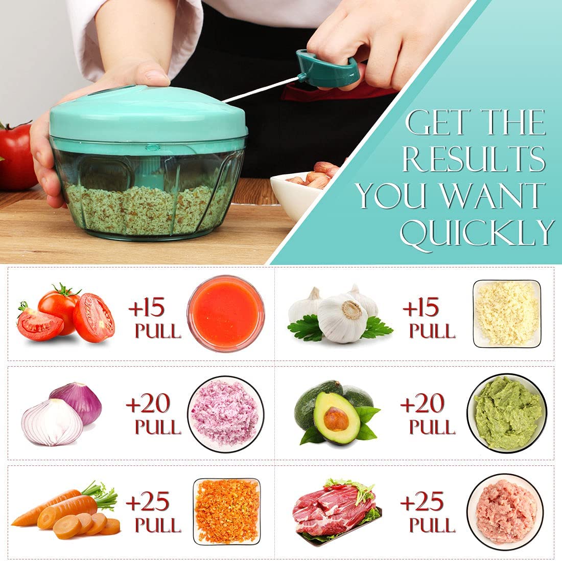 Ourokhome Manual Food Processor Vegetable Chopper