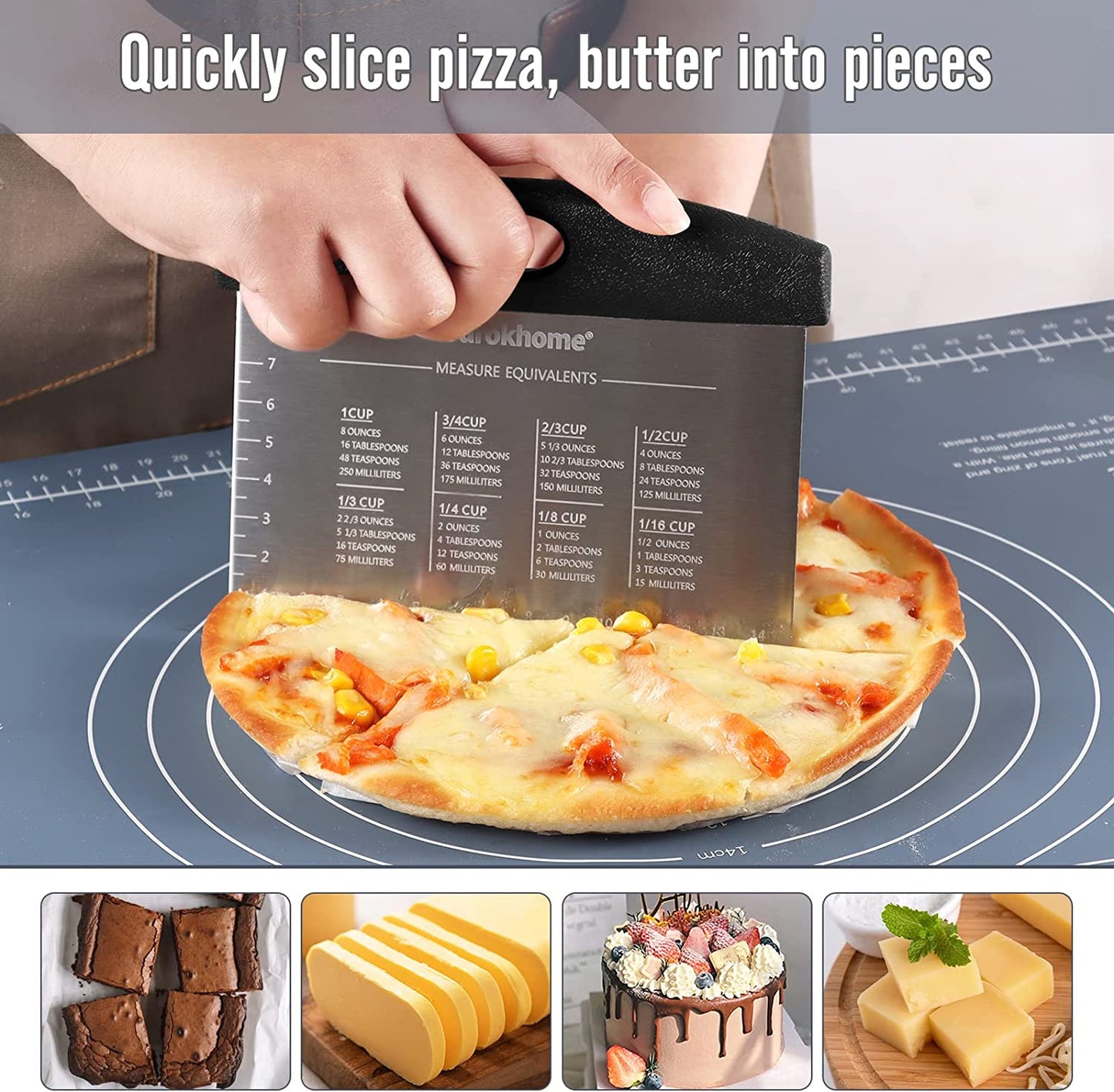 Ourokhome 2 Pack Dough Pastry Bench Cutter Scraper