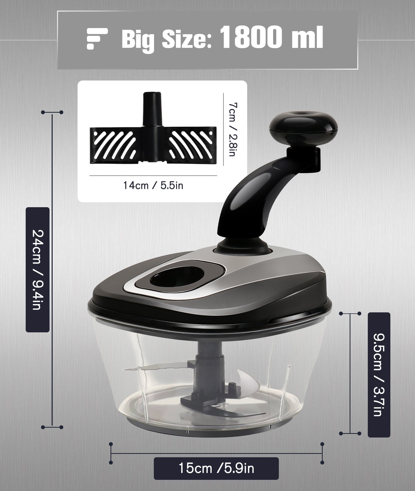 Ourokhome 1.8 LHand Crank Vegetable Chopper