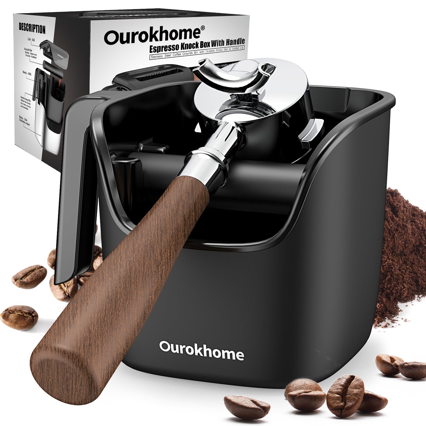 Ourokhome Knock Box Espresso Accessories 4.8 inch