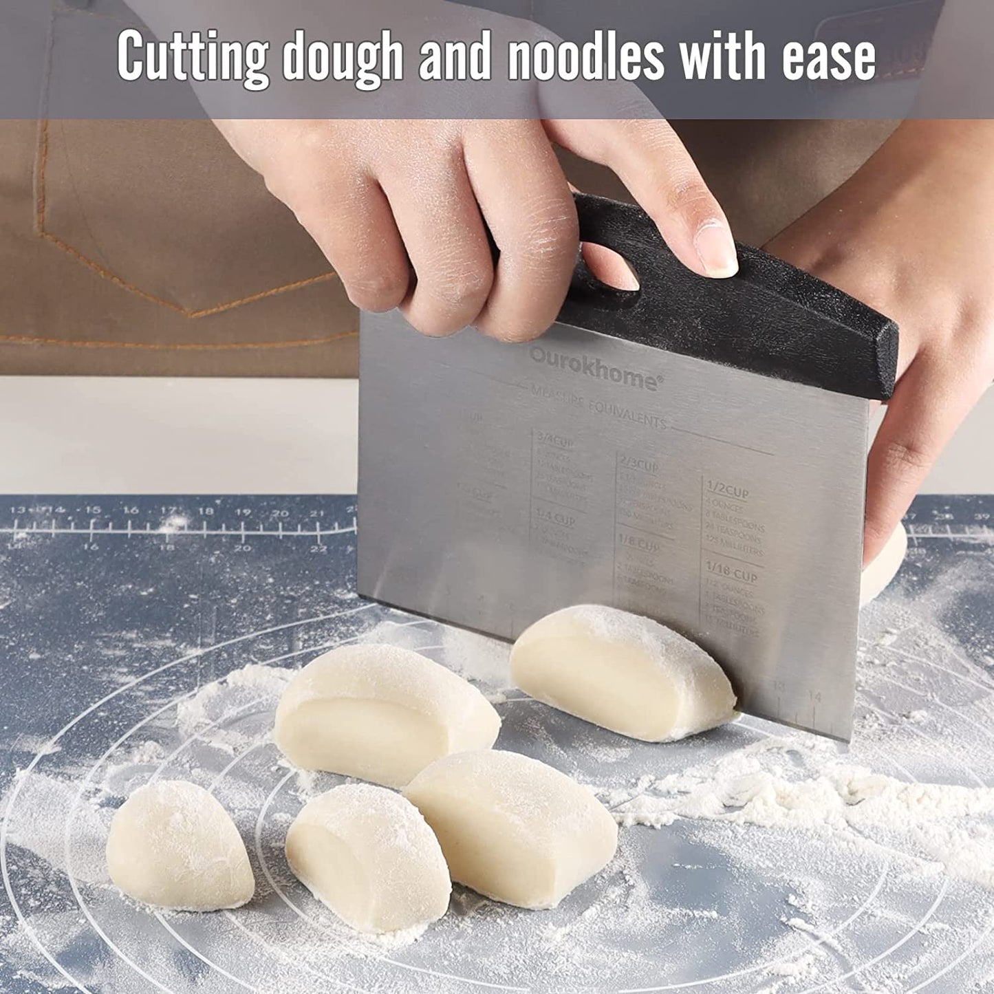 Ourokhome 2 Pack Dough Pastry Bench Cutter Scraper